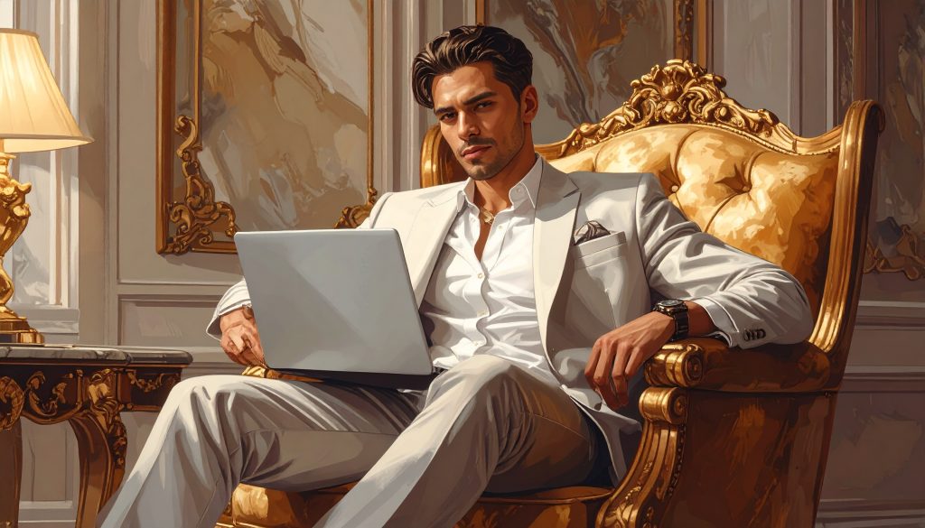 Firefly Luxury Type Man Sitting Luxury Chairs With Laptop Luxury Background 84525 1024x585