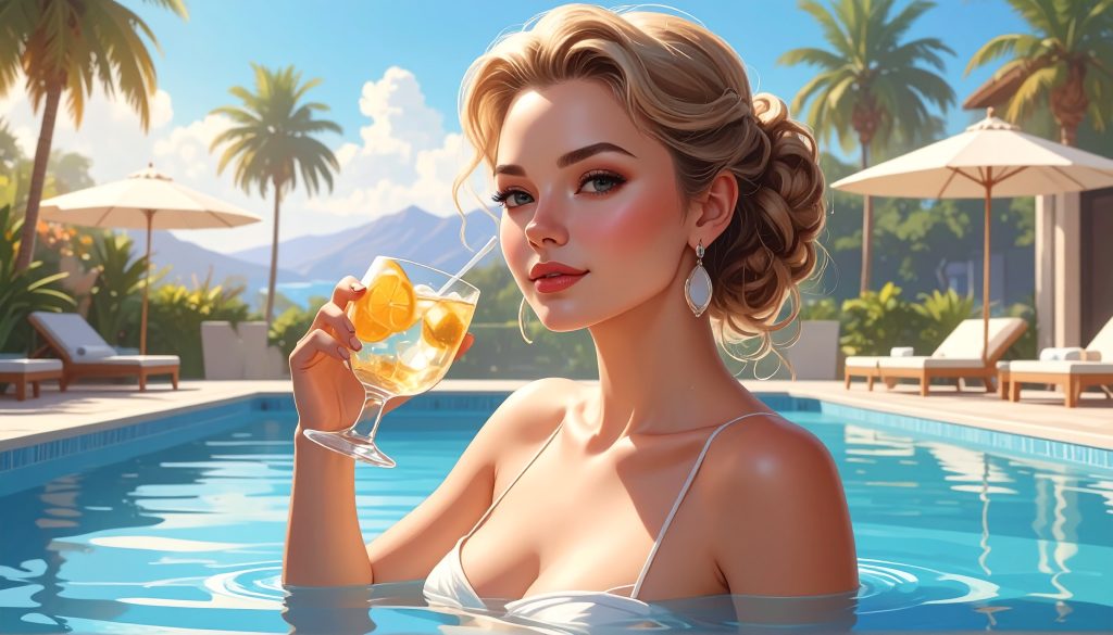 Firefly Luxury Type Woman Drinking On Swimming Pool Luxury Background 452136 1024x585